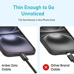 ANKER Zolo USB tip-C kabl M/M 1m, za Apple, super brzo punjenje 240W/480Mbps, pleteni, crni