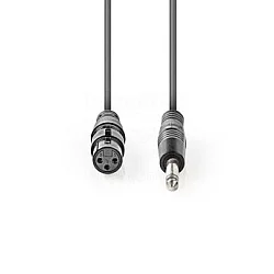 NEDIS COTG15120GY100, Nebalansirani audio kabl, XLR 3-pinski ženski, 6,35 mm muški, Niklovani, 10,0 m, PVC