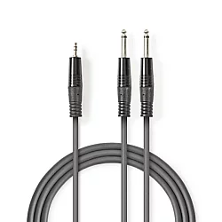 NEDIS COTH23200GY50 Stereo Audio Cable 2x6.35mm muski na 3.5mm muski, 5m, Dark Grey