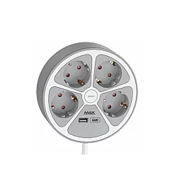 MAX Produžni kabl sa prenaponskom zaštitom sa 4 utičnice MAX MPS-04UG-3M/3m/USB portovi