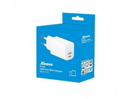 X WAVE USB brzi zidni punjač H130 20w za mobilne, tablete, dual A+C Bela (112601330)