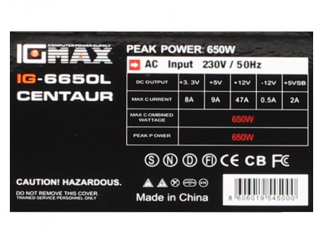 IG MAX IG6650 CENTAUR 650W napajanje