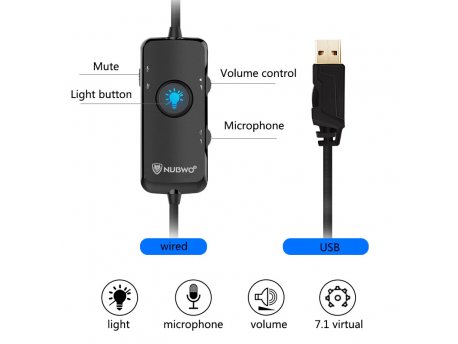 Nubwo Gaming slušalice N11U LED USB crno-plave