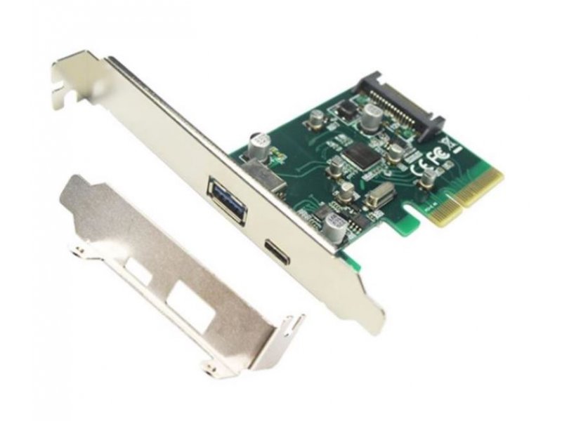E-GREEN PCI-Express kontroler na USB 3.1 Tip A + USB-C Host Controler (Asmedia 1142) (KON00382) cena