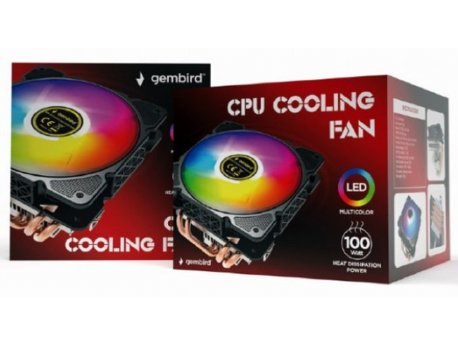 GEMBIRD CPU-HURACAN-ARGB-X140  UNI kuler 100W 120mm.Fan +/-1600rpm 26dBa LGA 775/115x/1200/AMD cena