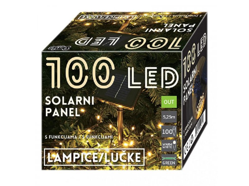 ED Novogodišnja rasveta 100 LED solarni panel 52-541000