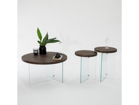 HANAH HOME Set stolova Serenity 2 Transparent Walnut