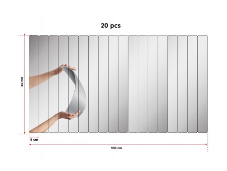 HANAH HOME Ogledalo Rectangular Stripe 5x40 cm (20 Pieces) Silver