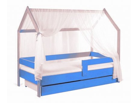 BELLA LUNI Domek Krevet kućica sa fiokom i dušekom (9cm) 160x80 plavi